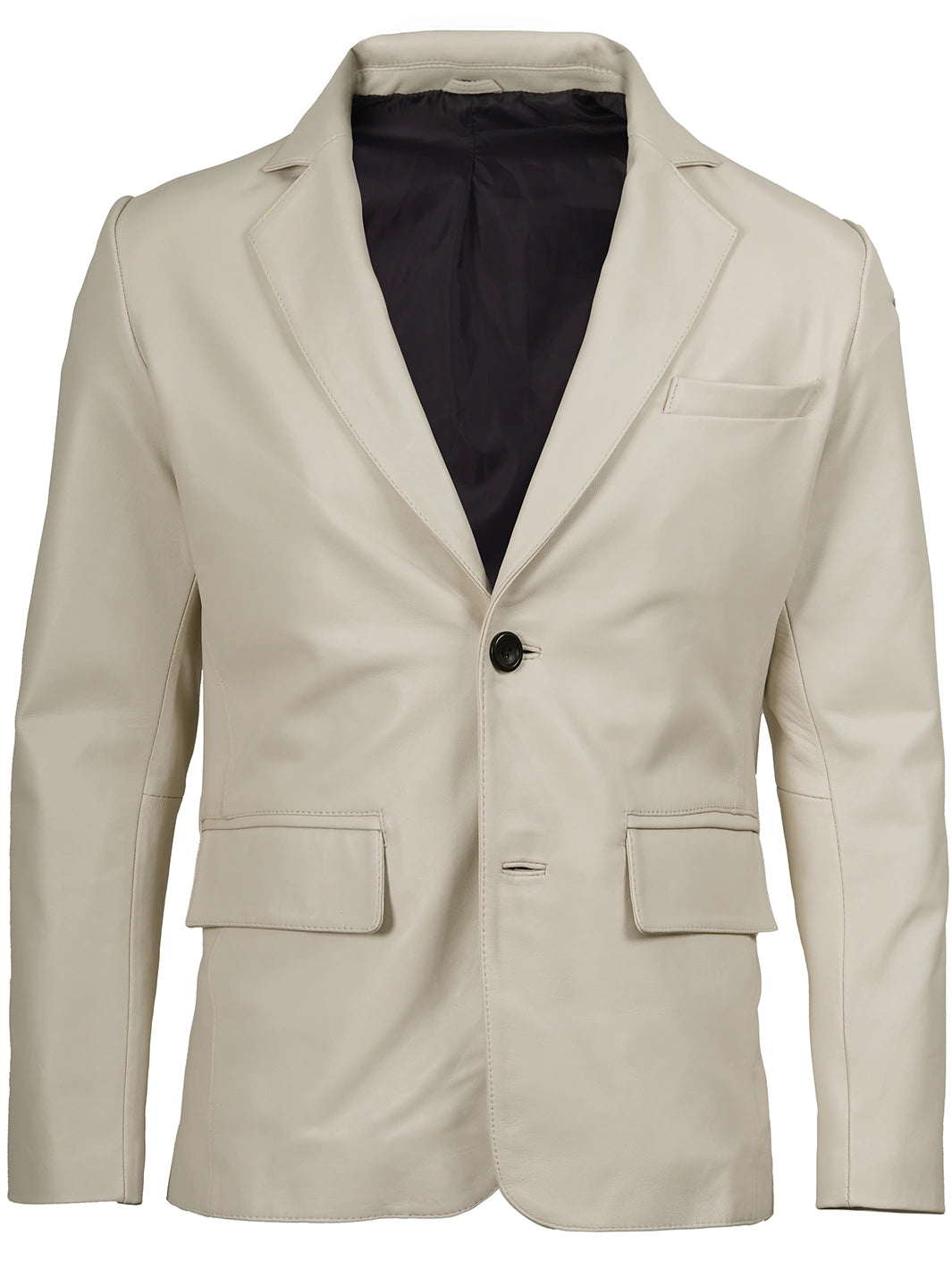 Two Buttons Off White Leather Blazer for Mens 