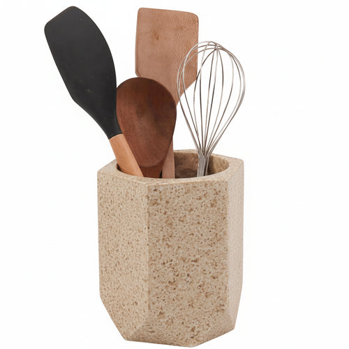 Travertine Marble Utensil Holder 6.5 Inch