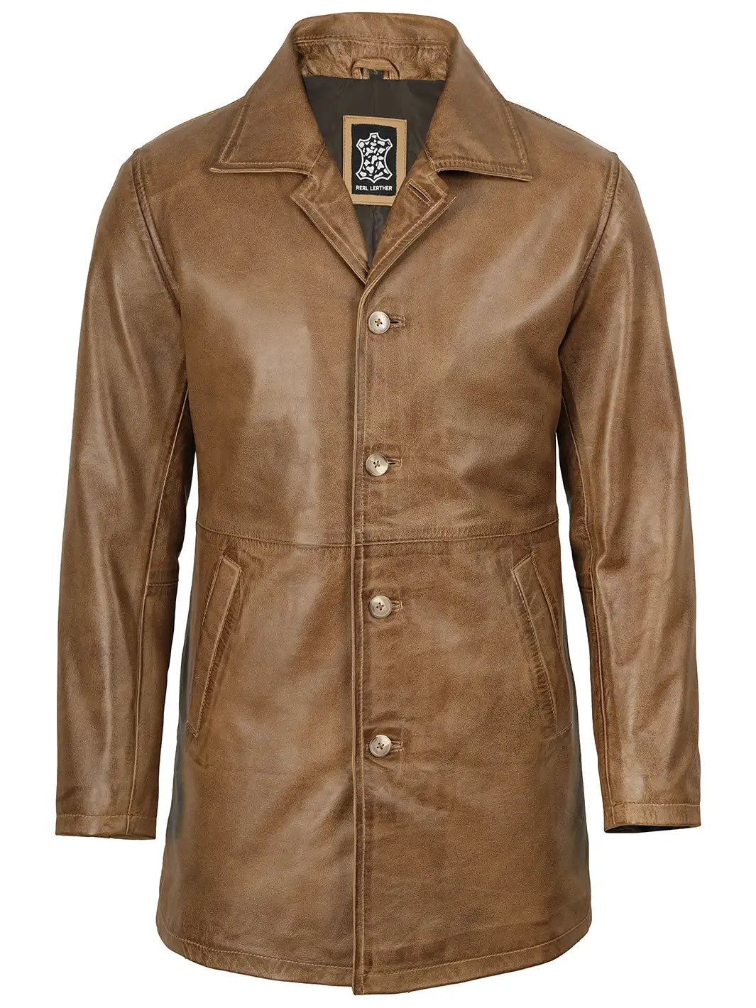 North Man 、AMOMENTO Synthetic Leather Ferome, 68 cm. - Lamb Polish Nappa Leather -Man - Cana Brown
