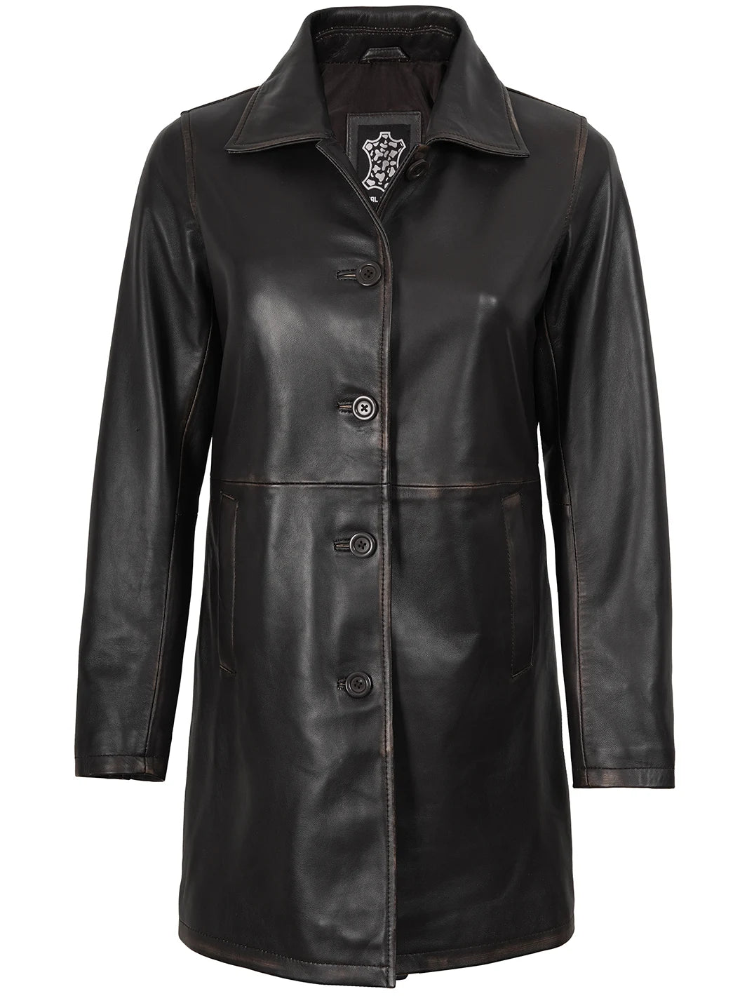 Winchester Distressed Dark Brown Leather Coat For Women