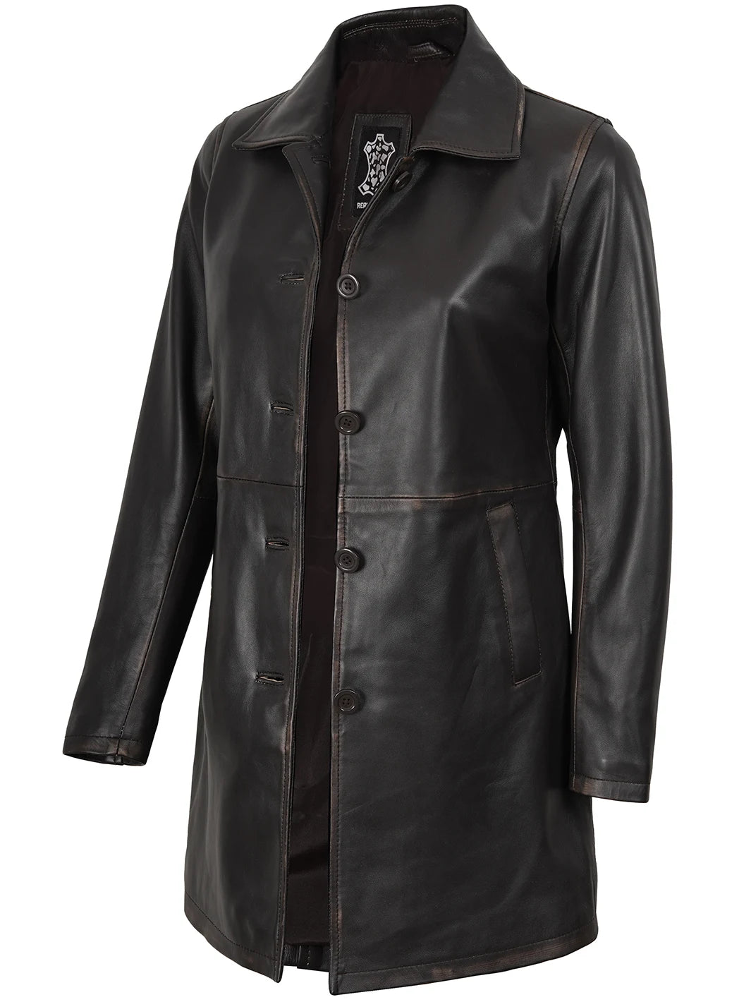 Winchester Women's Distressed Dark Brown Leather Coat