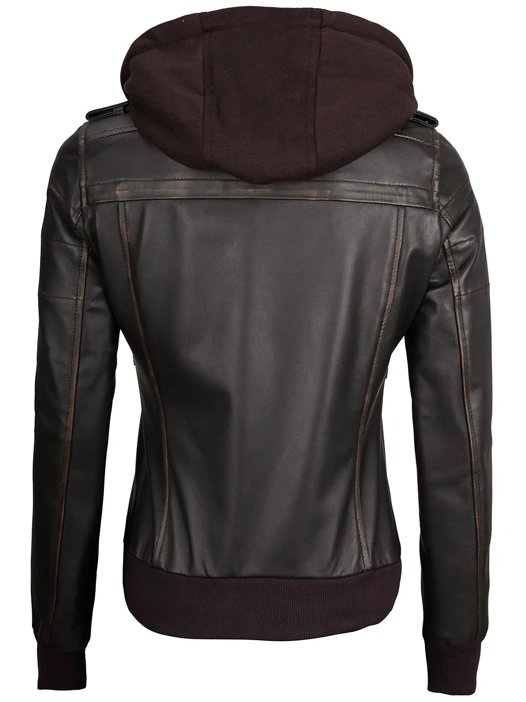 Women Hooded Leather jacket