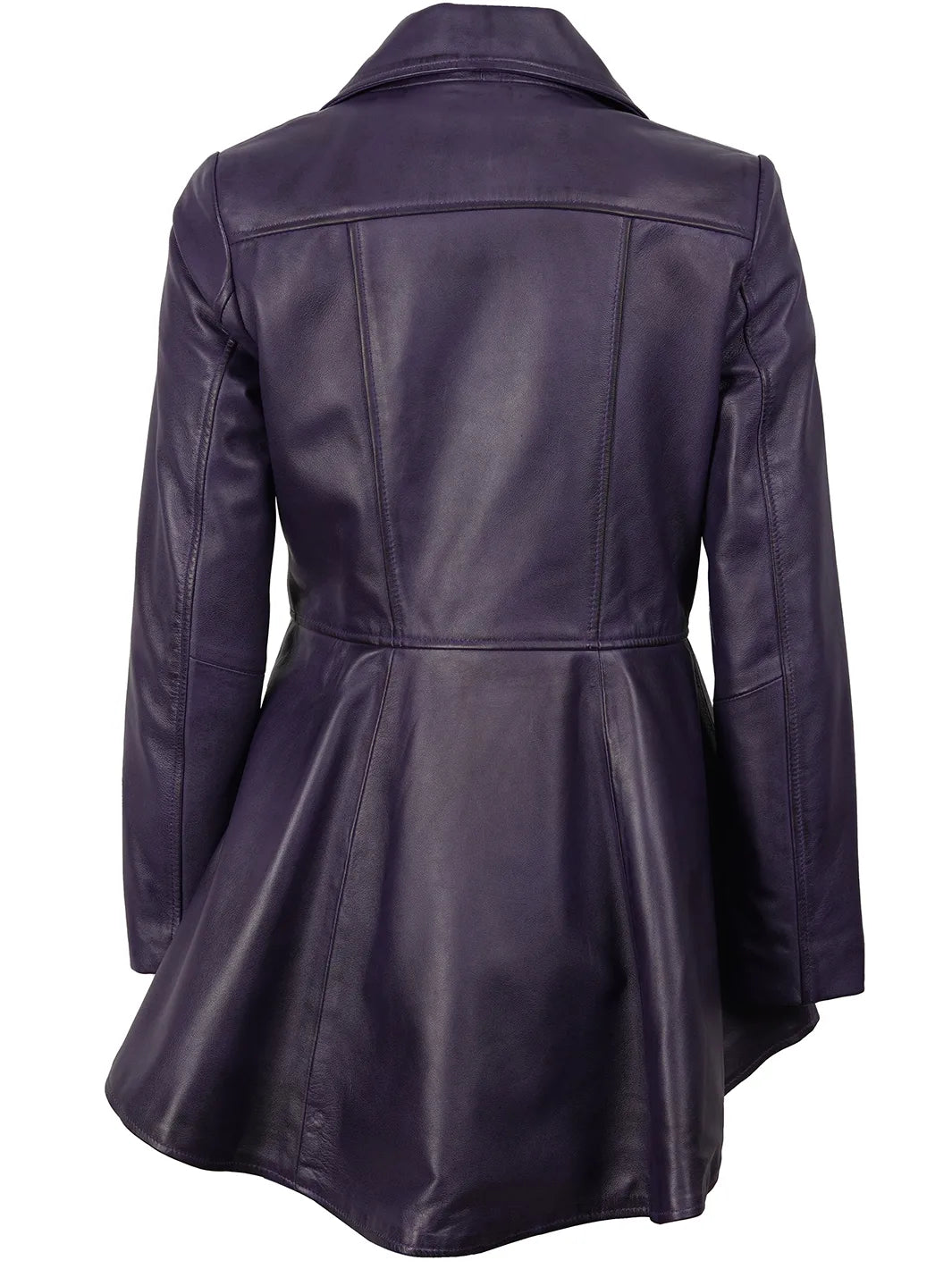 Women's Asymmetrical Purple Peplum Leather Jackets
