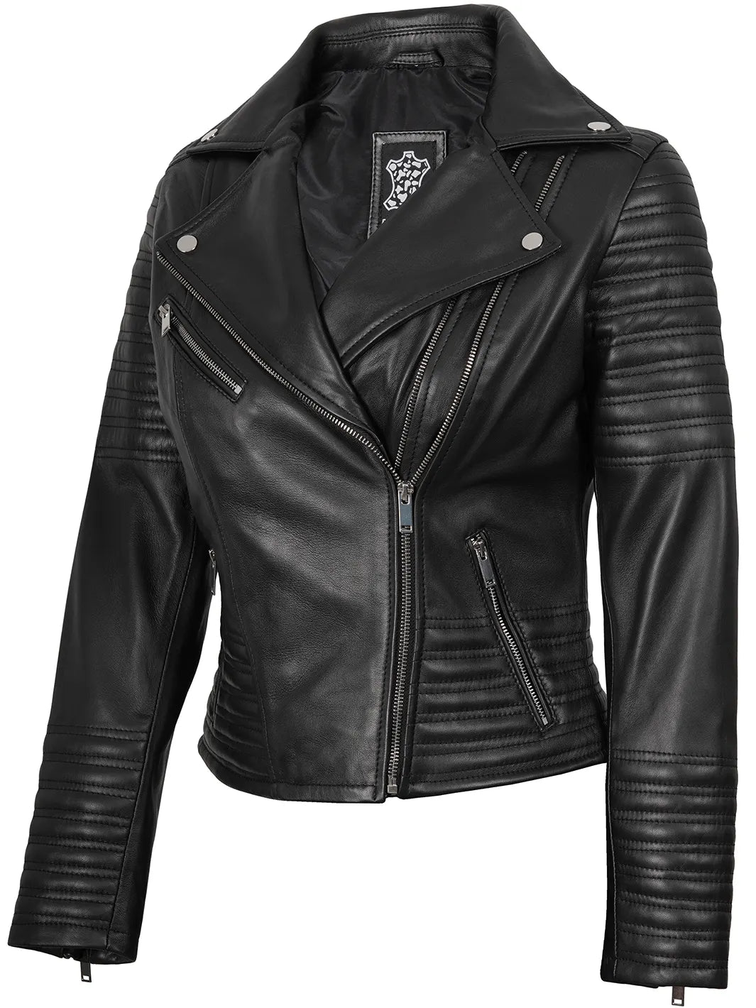 Women's Black Asymmetrical Biker Leather Jacket