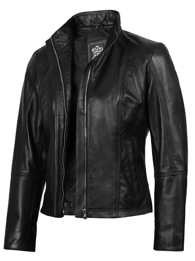 motorcycle leather jacket women