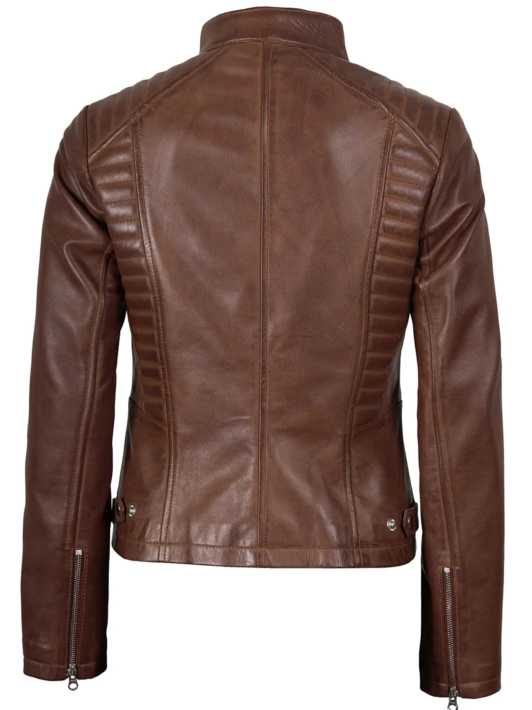 Women's Cognac Brown Biker Leather Jackets