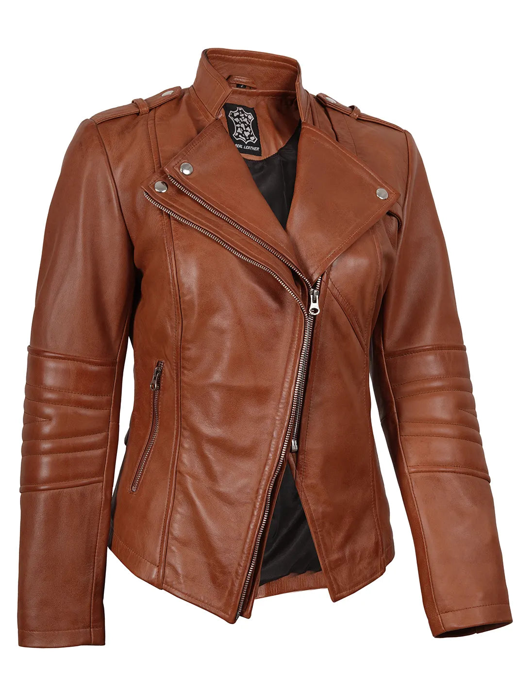 Women's Tan Brown Real Leather Motorcycle Jackets