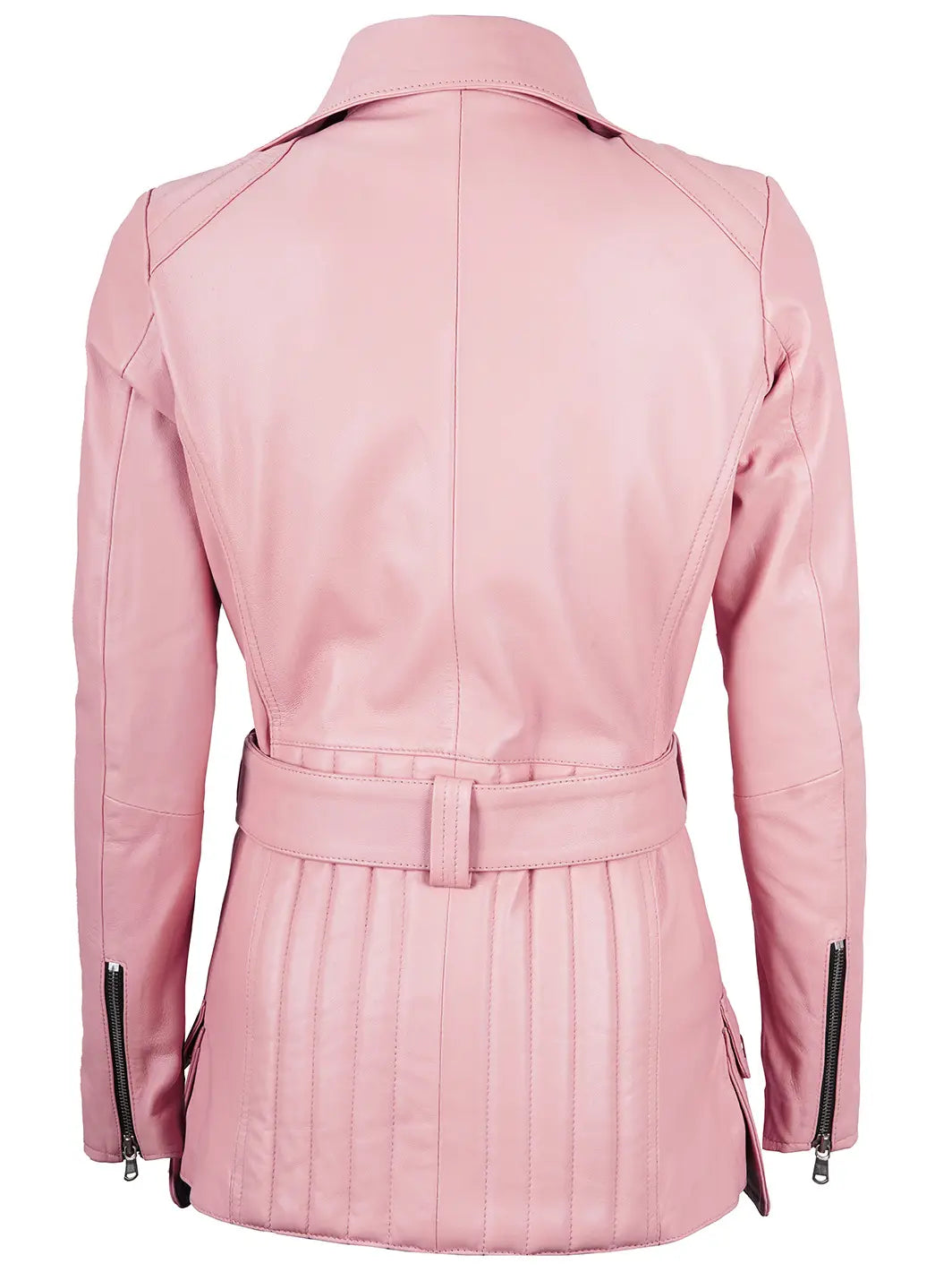 Women pink leather jacket