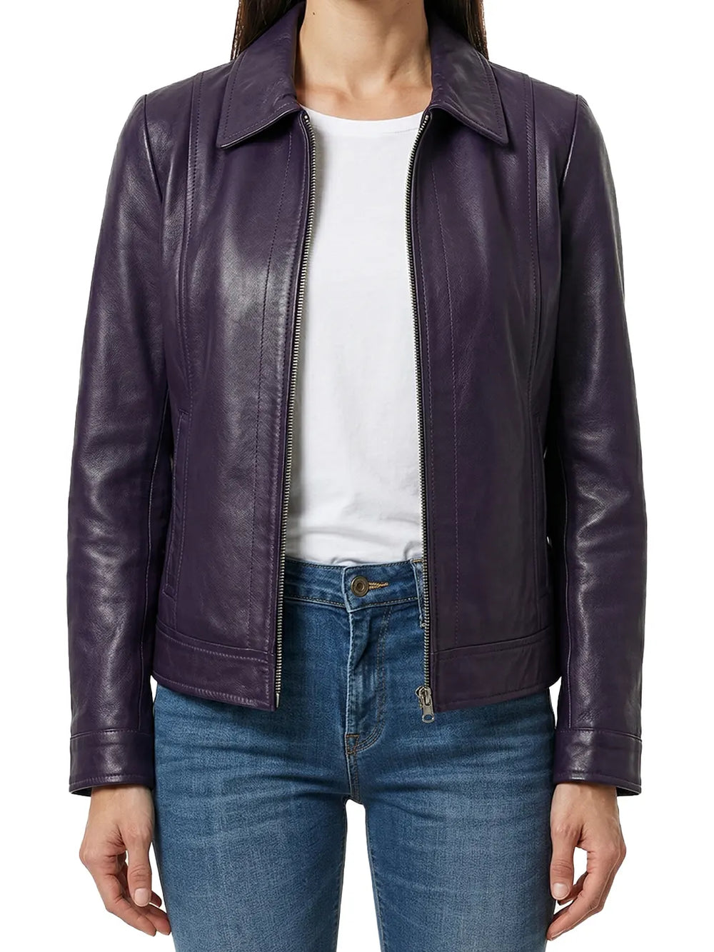 Womens-Harrington-Purple-Leather-Jacket