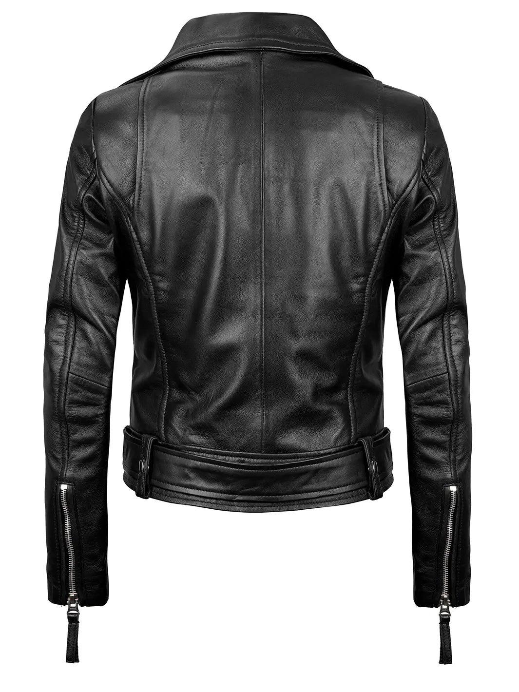 Womens Black Asymmetrical Real Leather Jacket