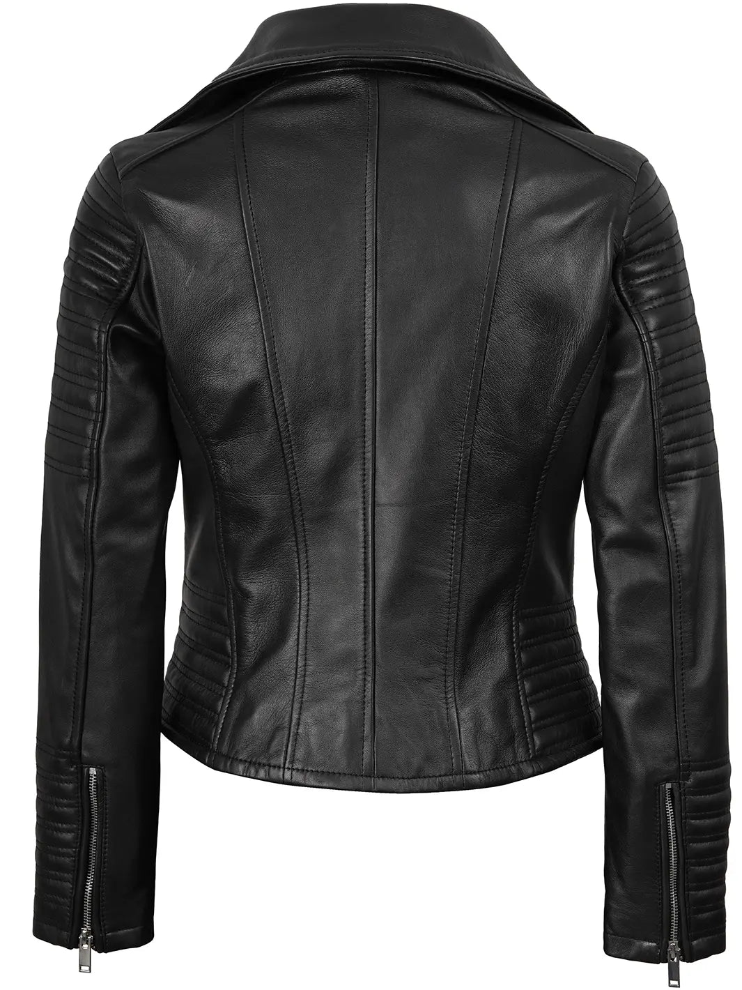 Womens Black Asymmetrical Biker Leather Jacket