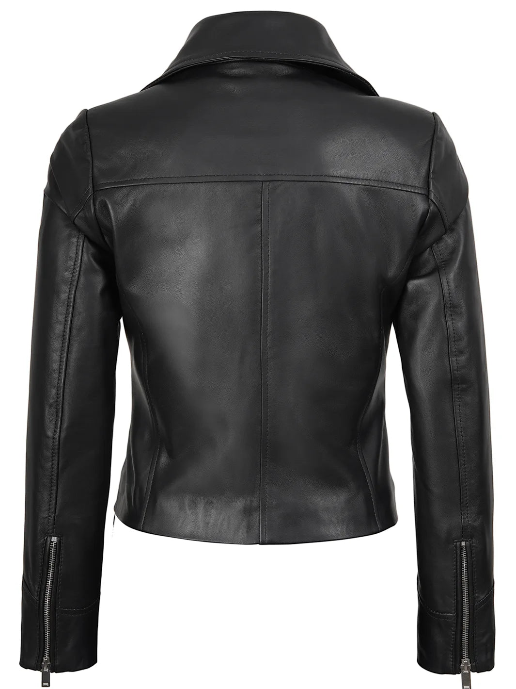 Womens Black Asymmetrical Real Leather Motorcycle Jacket