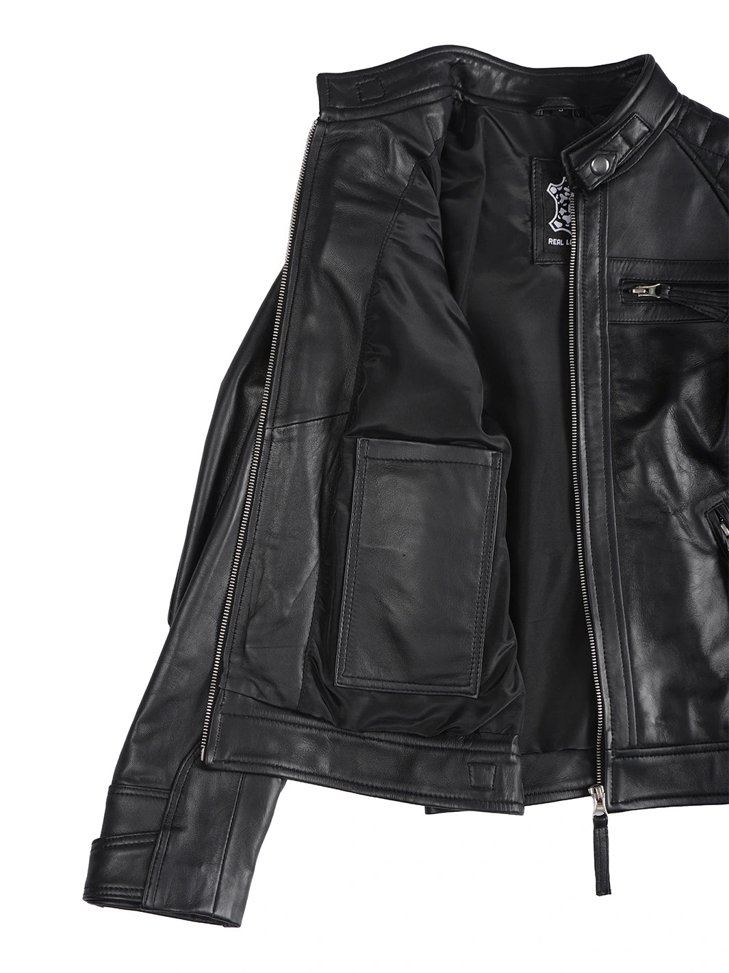 Womens Black Biker Jacket Features
