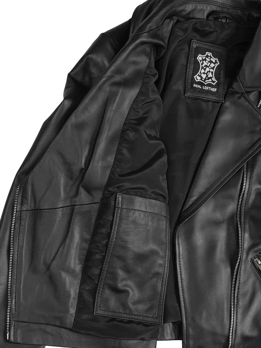 Womens Black Leather Jacket Biker Style