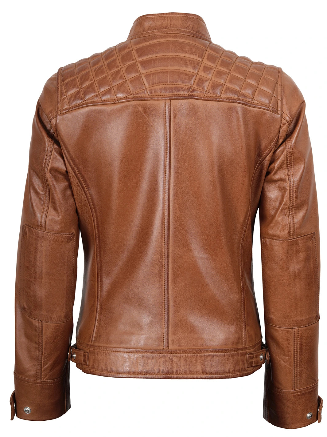 Womens Cafe Racer Style Brown Leather Jacket