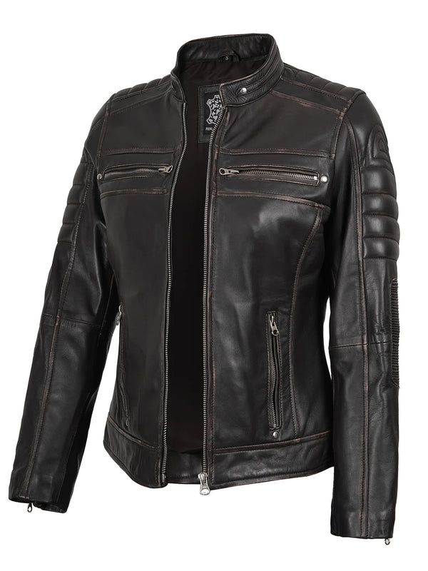 Womens Dark Brown Motorcycle Leather Jackets