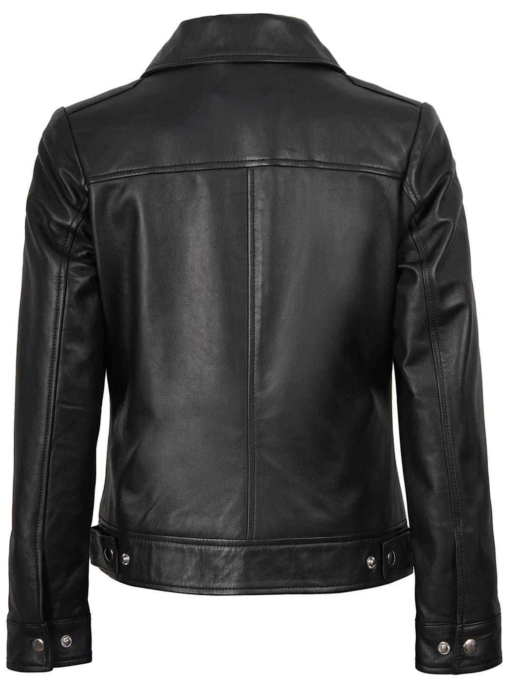 Womens Harrington Style Black Real Leather Jacket