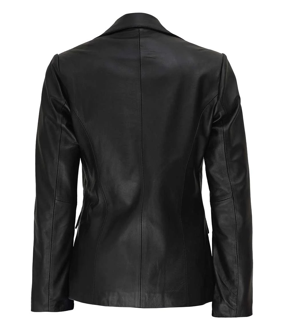Womens black Leather Coat 