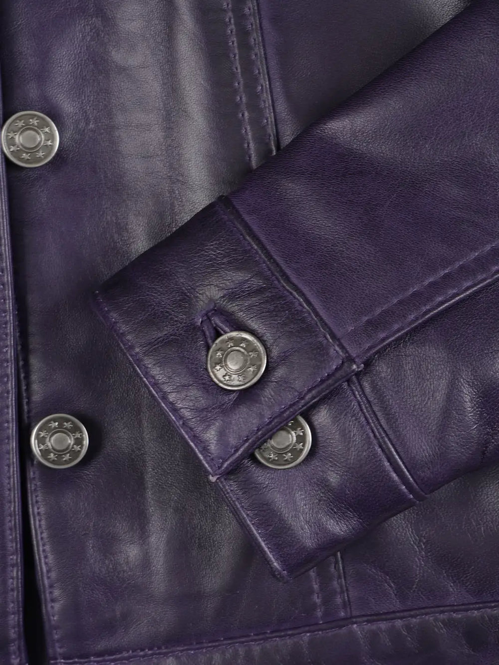 Fernando Womens Purple Wax Leather Trucker Jacket