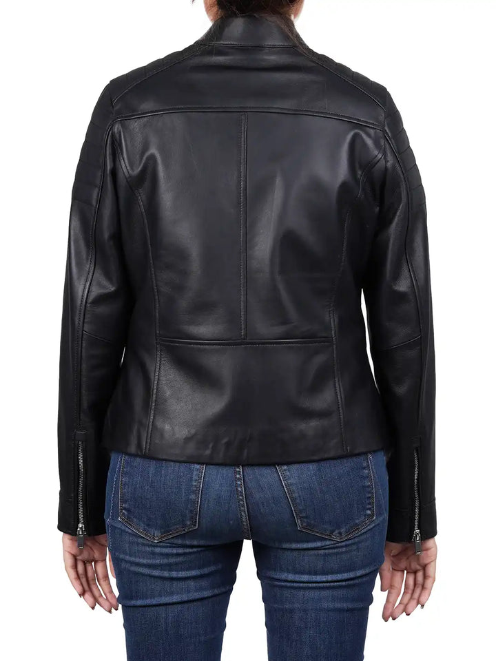 Womens black leather jacket