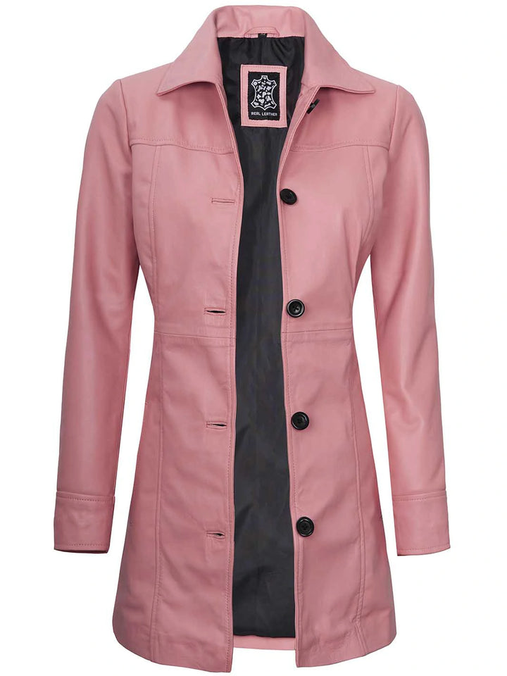 Womens leather car coat