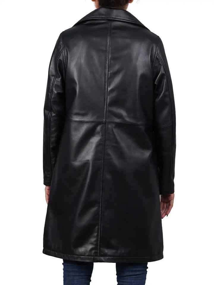 Womens leather coat relax fit