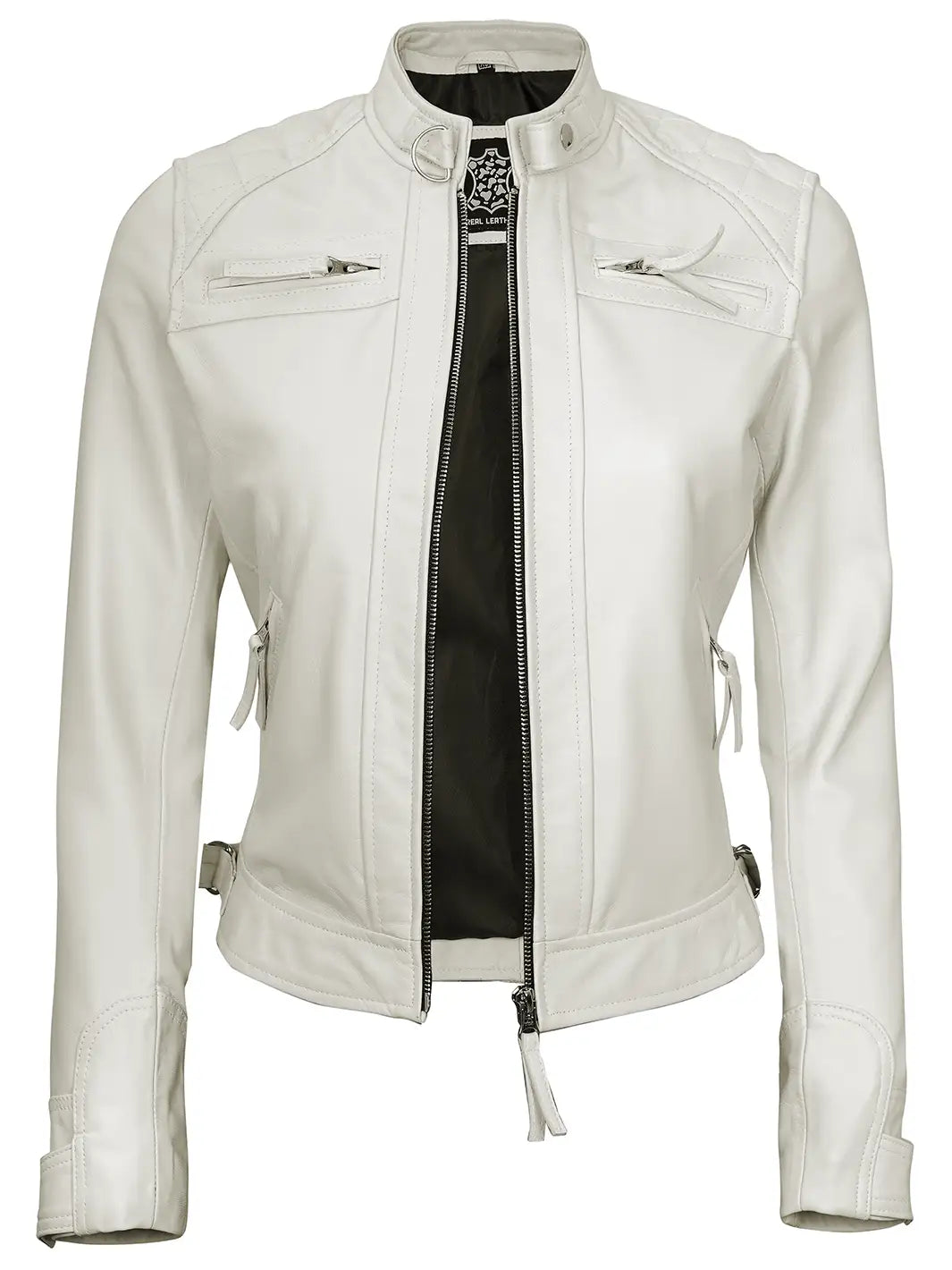 Womens leather moto jacket