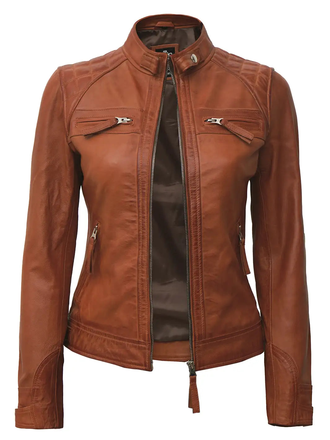 Women cafe racer leather jacket