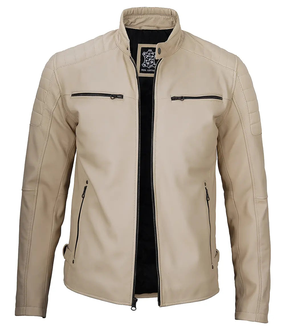 beige mens leather jacket