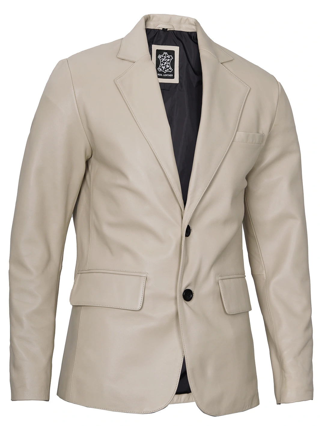 beige leather blazer