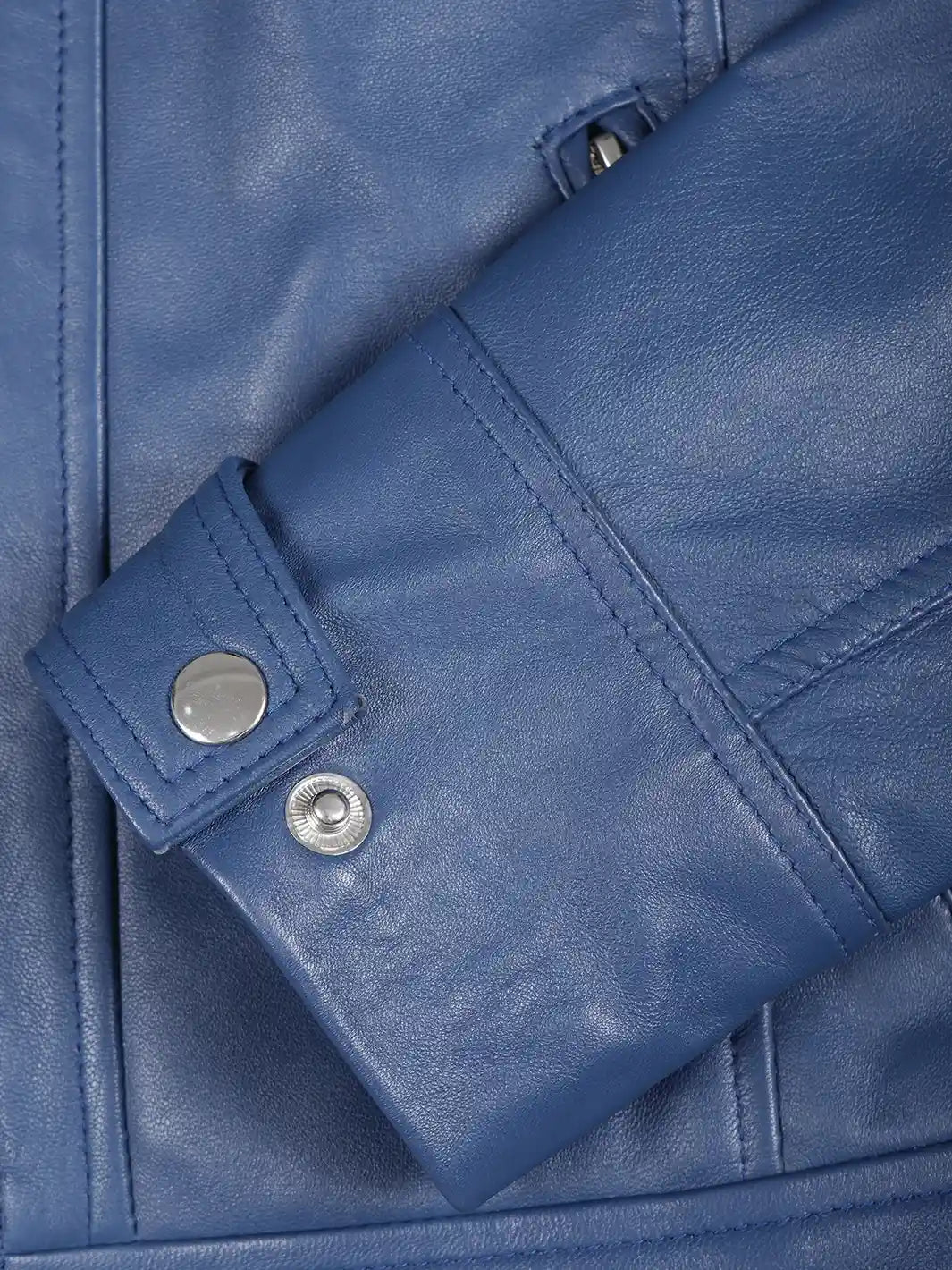 womens real leather jacket blue 