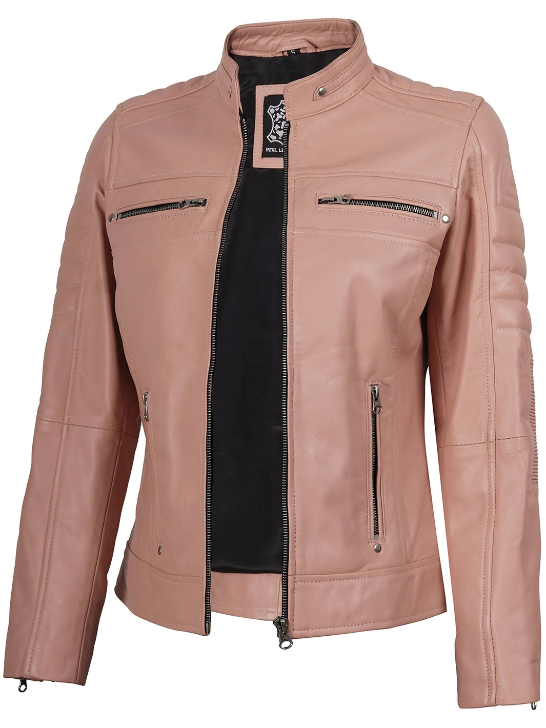 womens pink leather jacket 