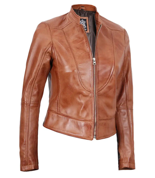 biker tan leather jacket