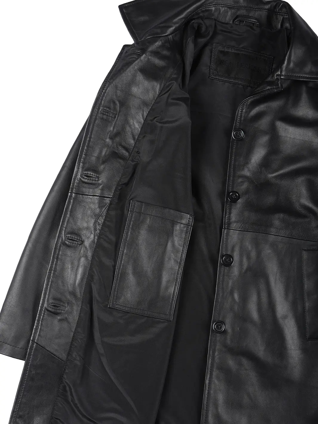womens leather coat black 