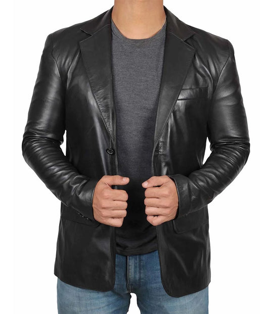 black blazer leather jacket