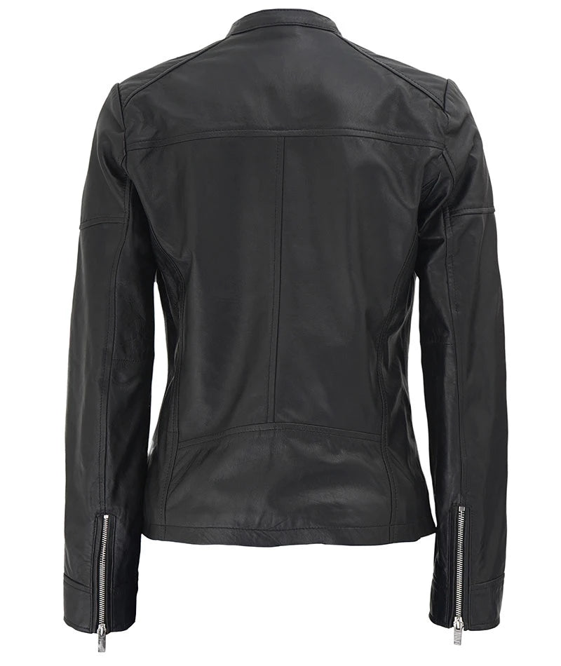 black leather hooded jacket for men