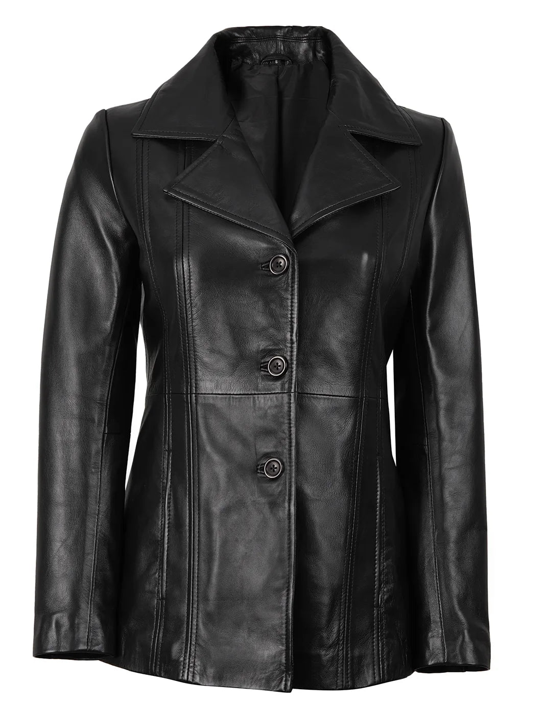 Womens Black Leather Blazer Lambkin