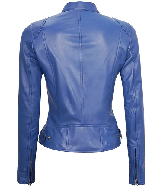 blue cafe racer jacket womens
