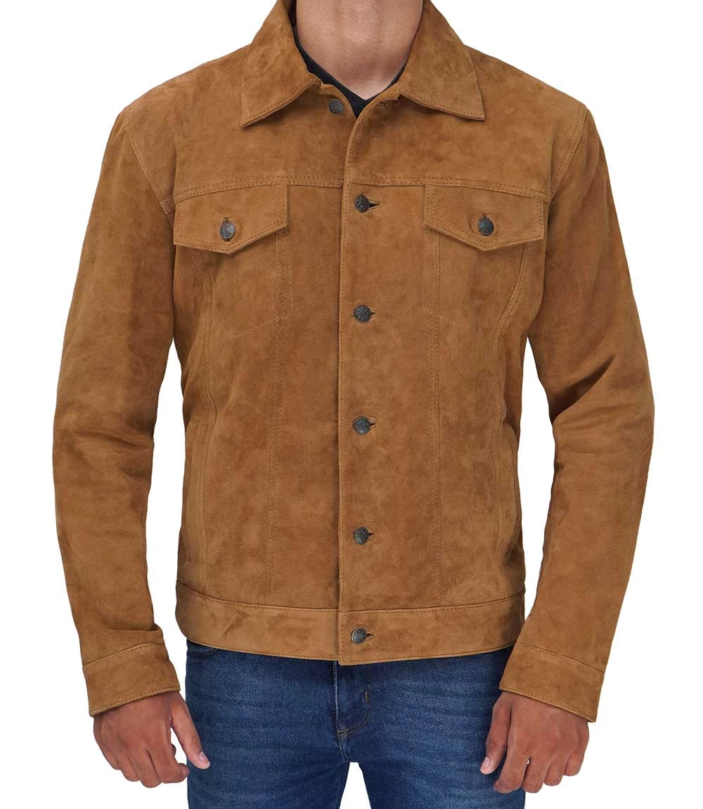brown suede leather jacket mens 