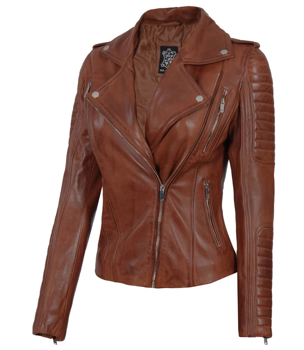 cognac hooded leather jacket