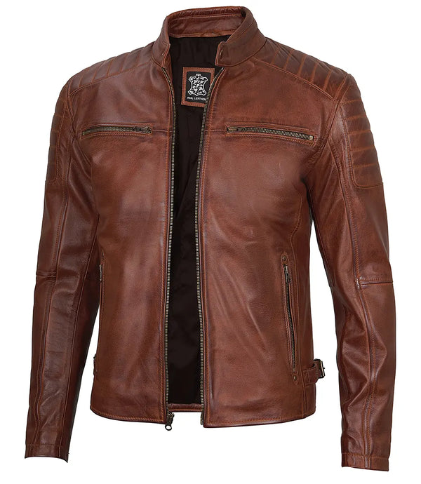 cognac mens leather jacket