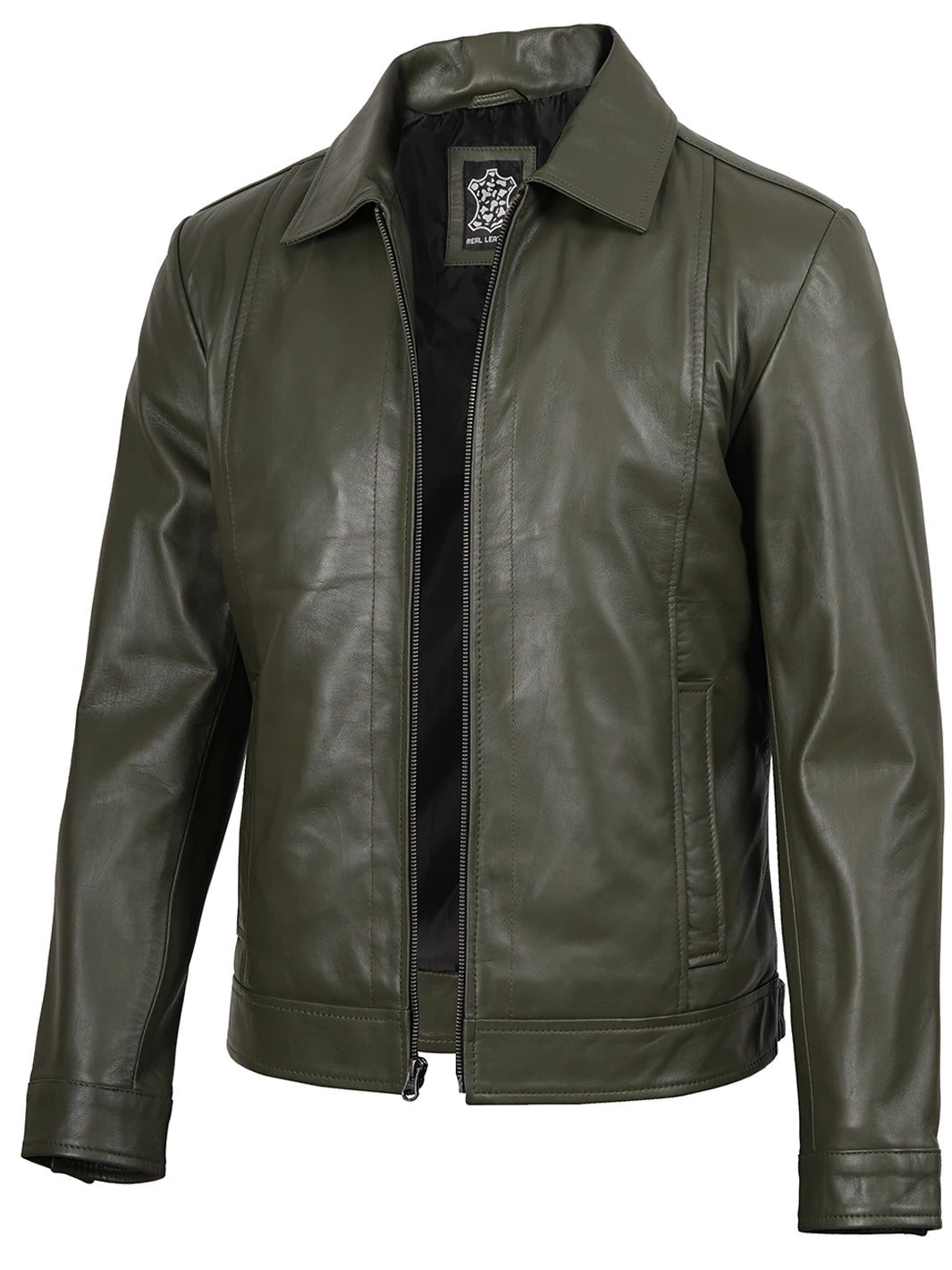 mens green leather jacket