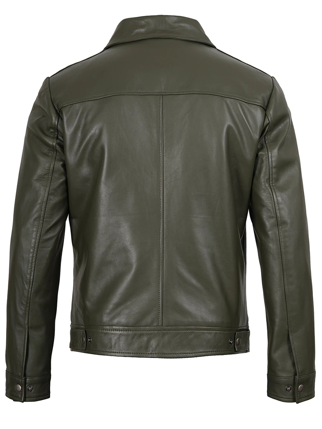 green leather jacket shirt collar