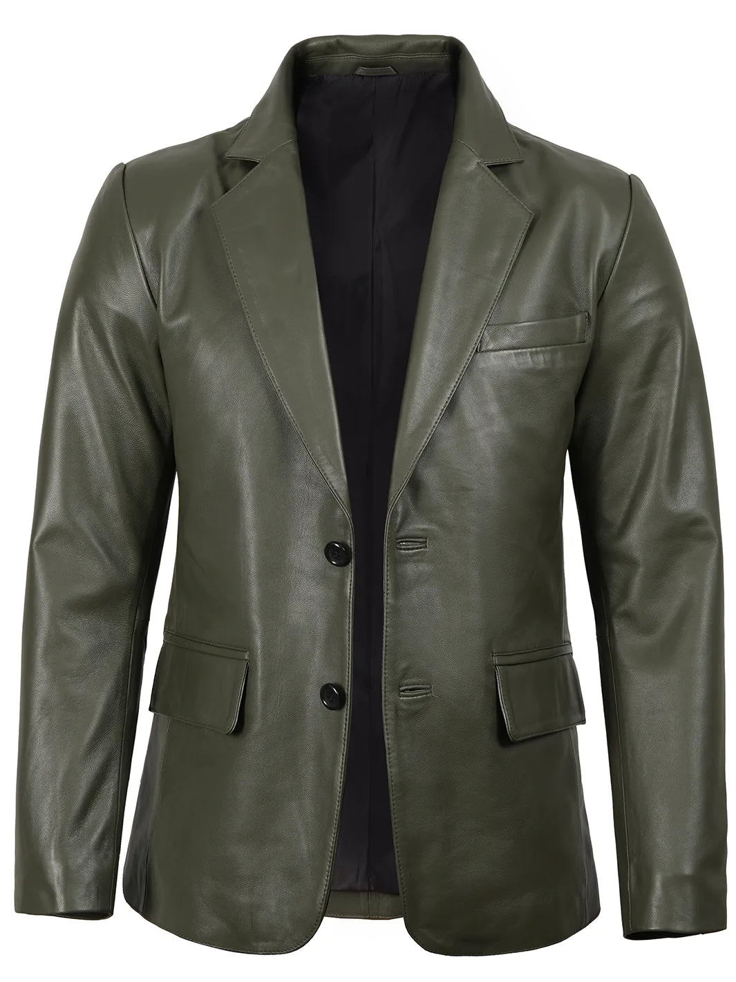 mens green leather blazer 