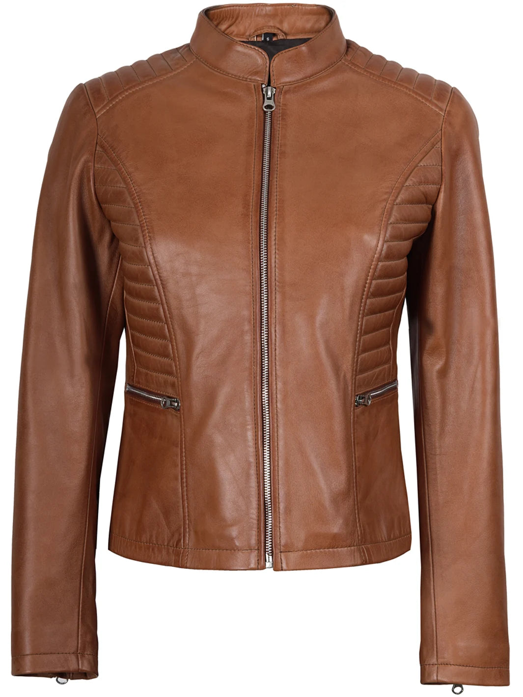 brown biker leather jacket