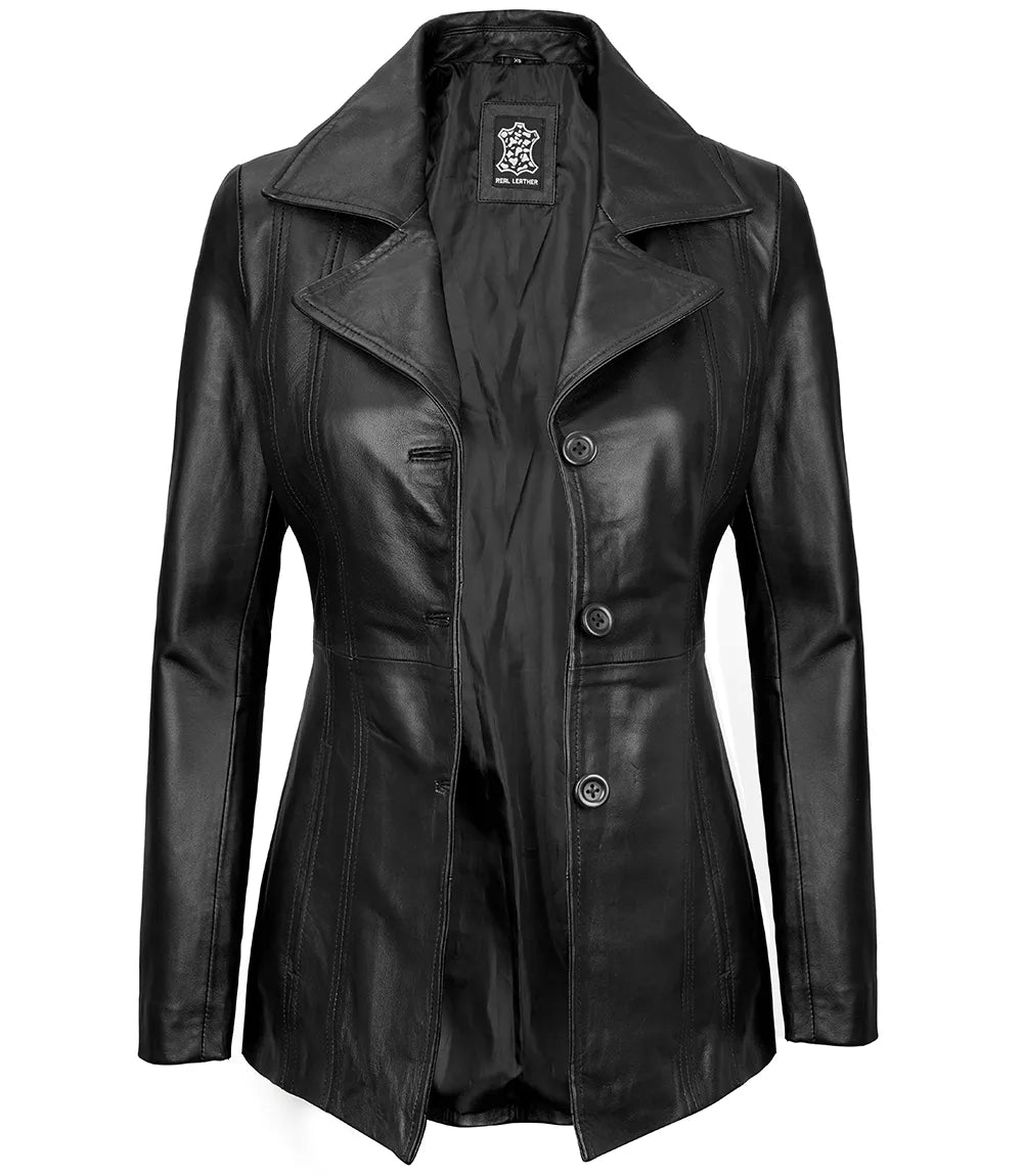 leather blazer black