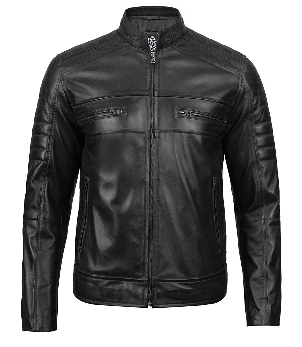 leather cafe racer mens jacket