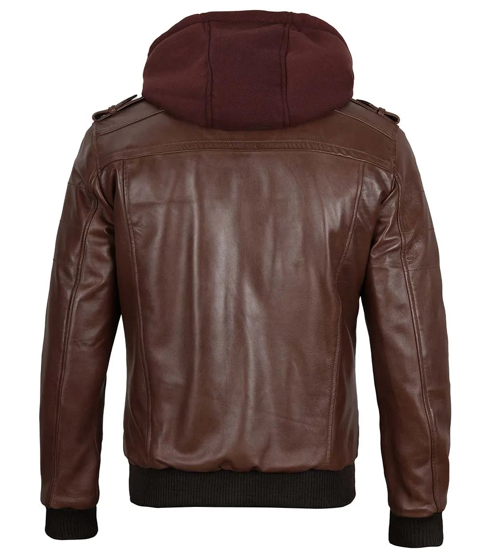 Leather Hooded Dark Brown Leather Jacket