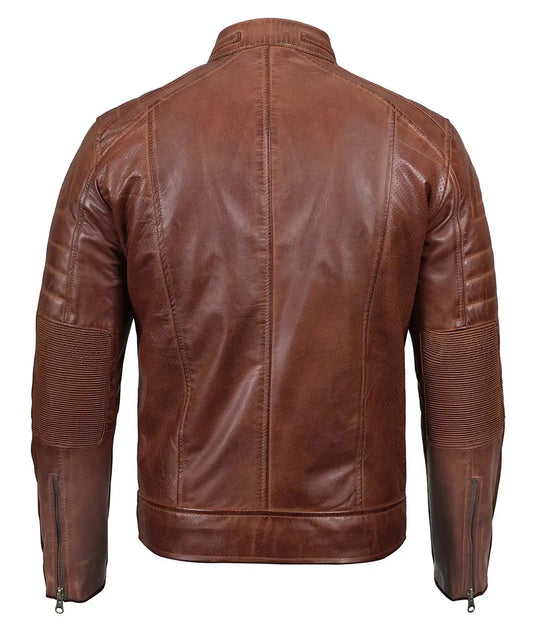 leather jacket dark brown cafe racer