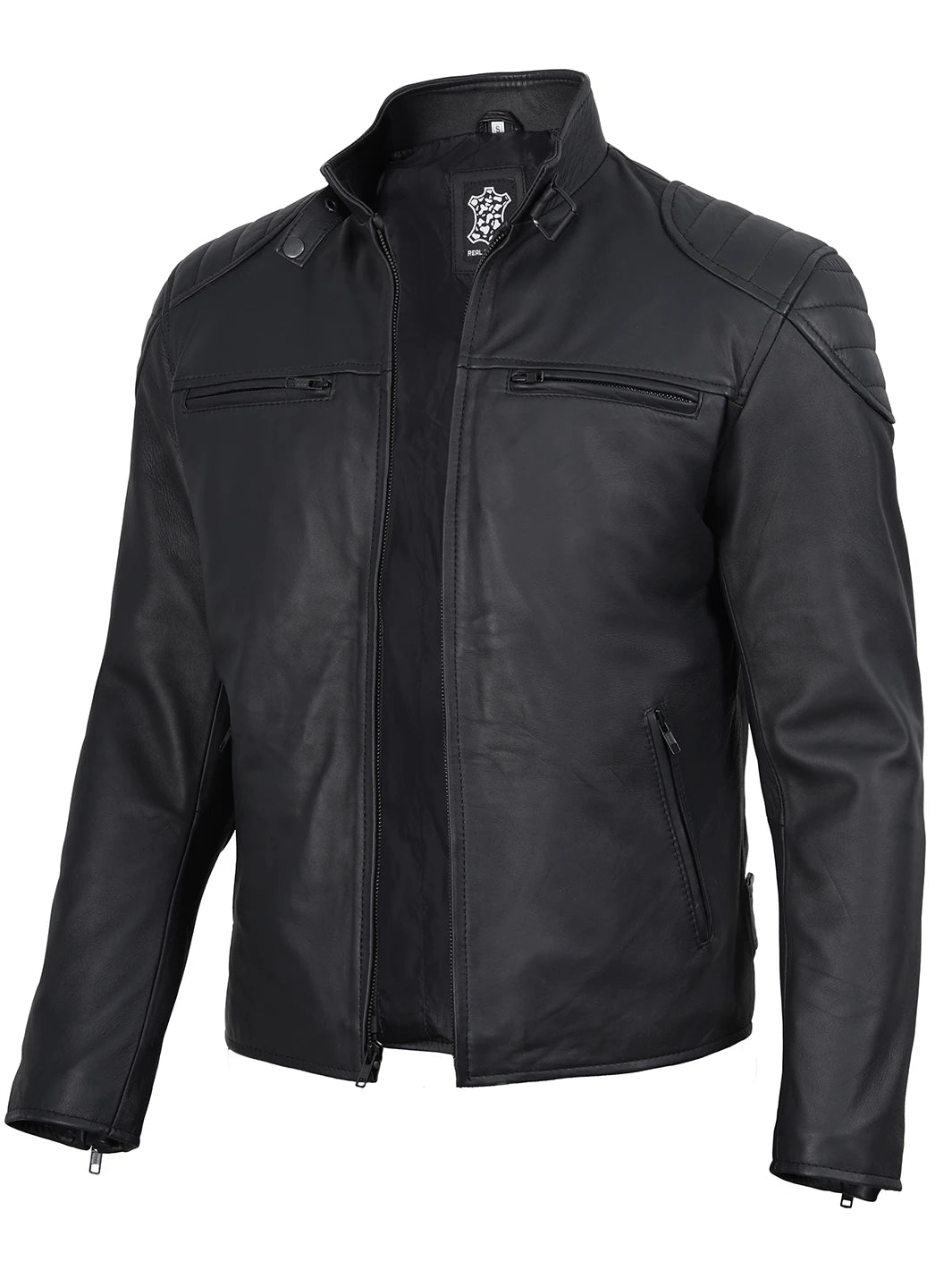 real leather jacket mens black
